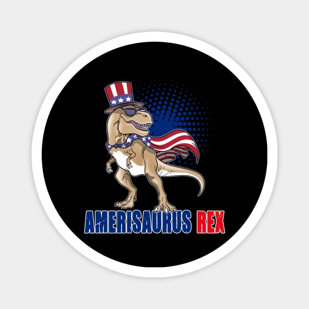 Amerisaurus Rex T-Rex Dinosaur 4th Of July Magnet by ModernMode